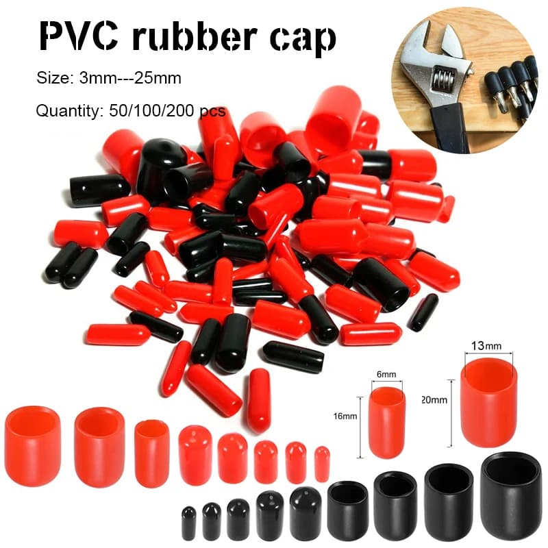 50/100/200 pcs 3-25mm PVC elastic rubber dust thread protection plug, steel pipe sleeve cap, wire protection cable sleeve