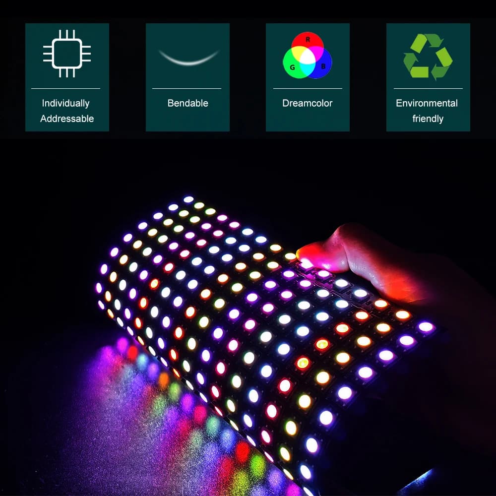 DC5V WS2812B WS2812 LED Panel Individually Addressable Digital Flexible Matrix Screen Module 14/17/21Keys RF Remote Controller