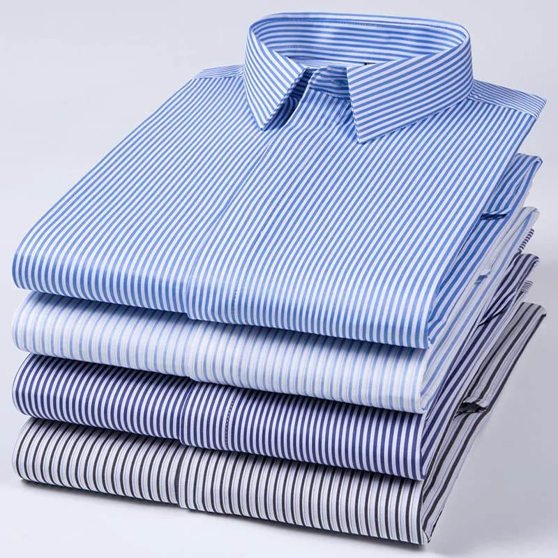New Quality Anti-Wrinkle Men Shirt Long Sleeves Dress Shirts For Men Slim Fit Camisa Social Business Blouse Stripe Shirt 6XL 7XL