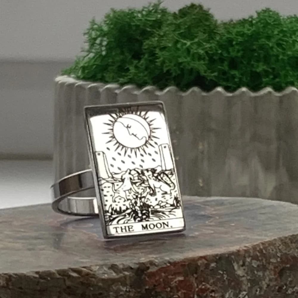 Dawapara Tarot Card Golden Ring for Women Stainless Steel Vintage Wedding Couple Rings Horoscope The Major Arcana Jewelry