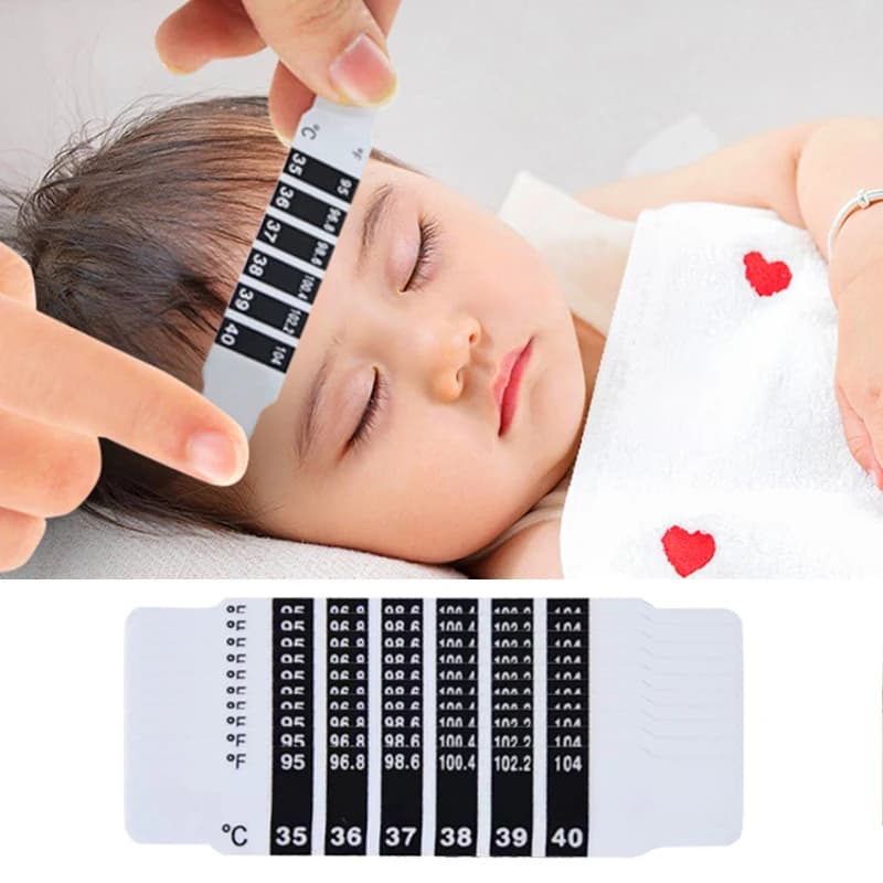 10Pcs Forehead Head Strip Thermometer Water Milk Thermometer Fever Body Baby Child Kid Test Temperature Sticker Baby Care