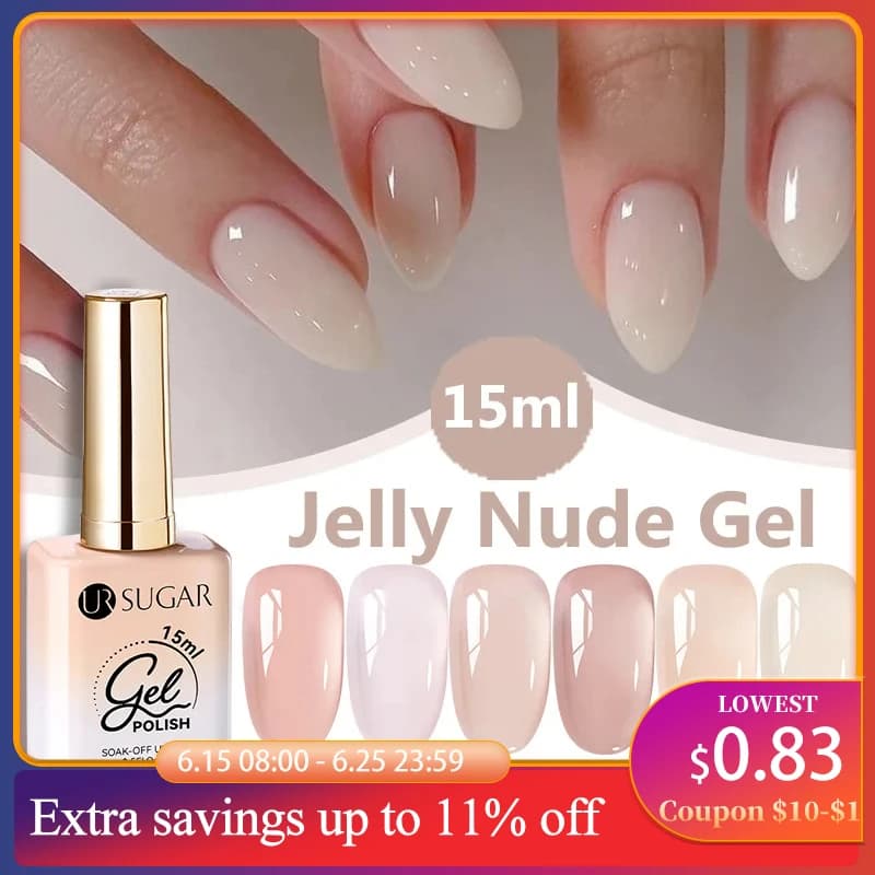 UR SUGAR 15ml Jelly Milky White Translucent Color Gel Polish Semi Permanent UV Gel Nail Art Soak Off Gel Varnish Latest Fashion
