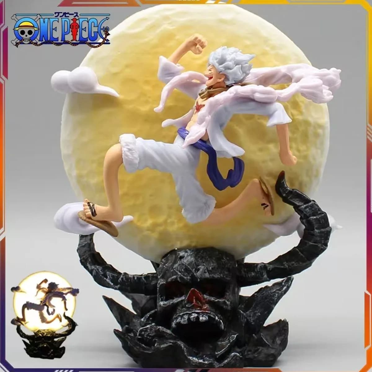 14cm One Piece Anime Figure Moon Fairy Nika Monkey D Luffy Gear 5 With Moon Light Action Figure Statue Model Collection Toys
