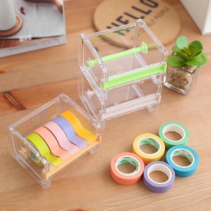 GUGCGV Stationery Masking Tape Cutter Tape Storage Organizer Cutter Office Tape Dispenser Office Supplies