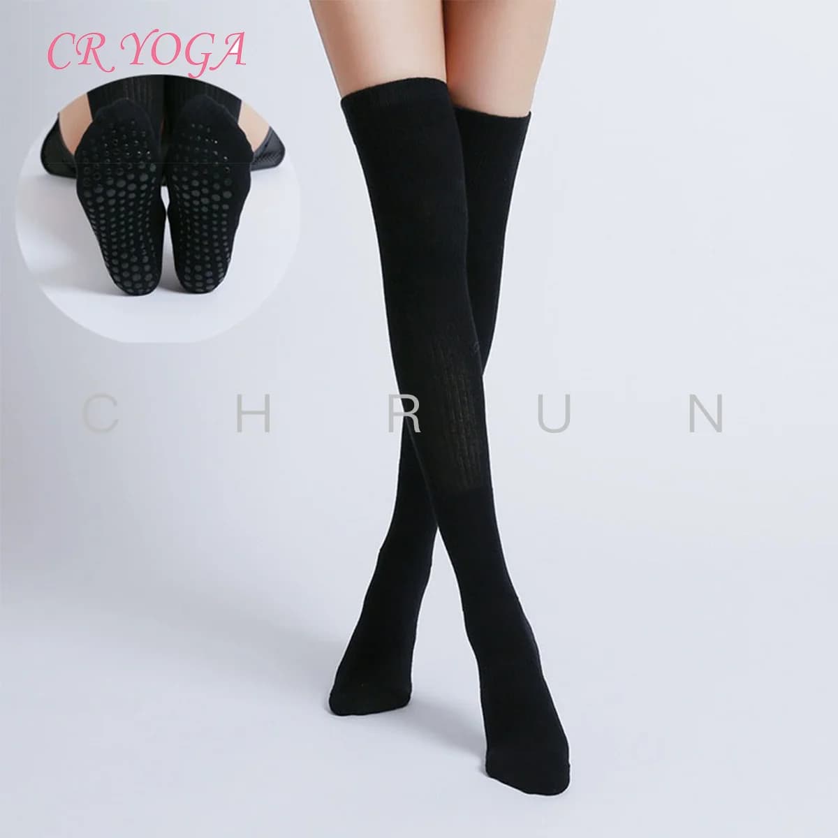 Round Toe Over-the-knee Terry Winter Style Dotted Sleeve Yoga Socks Warm Stockings To Protect Against Cold