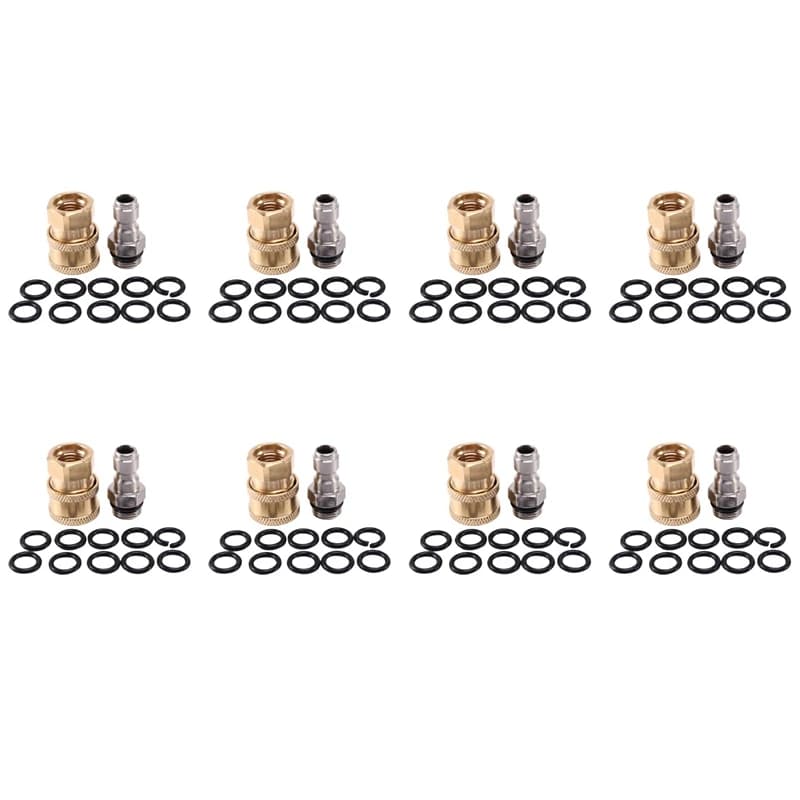 8X Pressure Washer Adapter Set,1/4 Inch Quick Disconnect Kit With 80 Pack O-Ring.5000 Psi