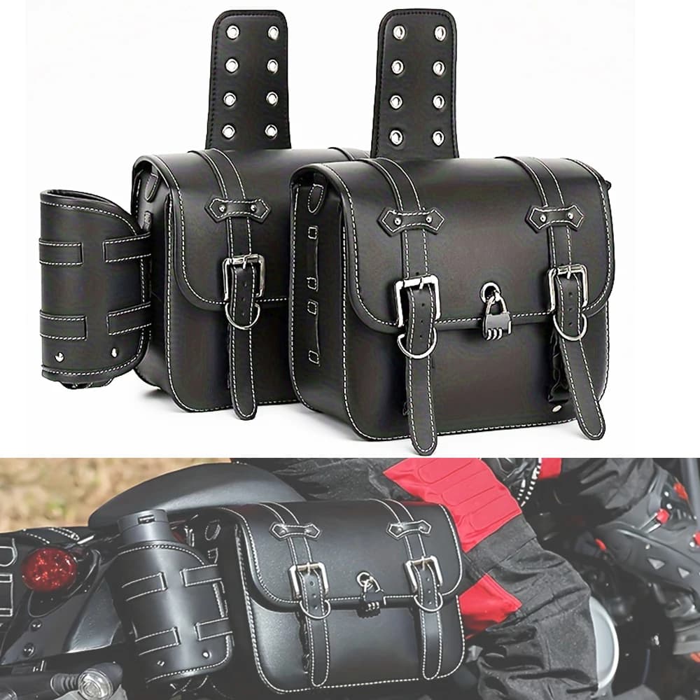 Motorcycle Black Universal SaddleBag Large Capacity Side Bags Storage Tool For Harley Sportster XL 883 Honda Yamaha Suzuki