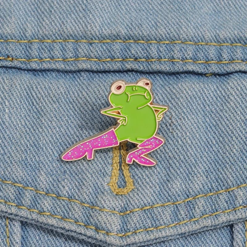 Cool Funny Frog Enamel Pins Custom Brooches Lapel Badges Cartoon Animal Jewelry Gift for Kids Friends