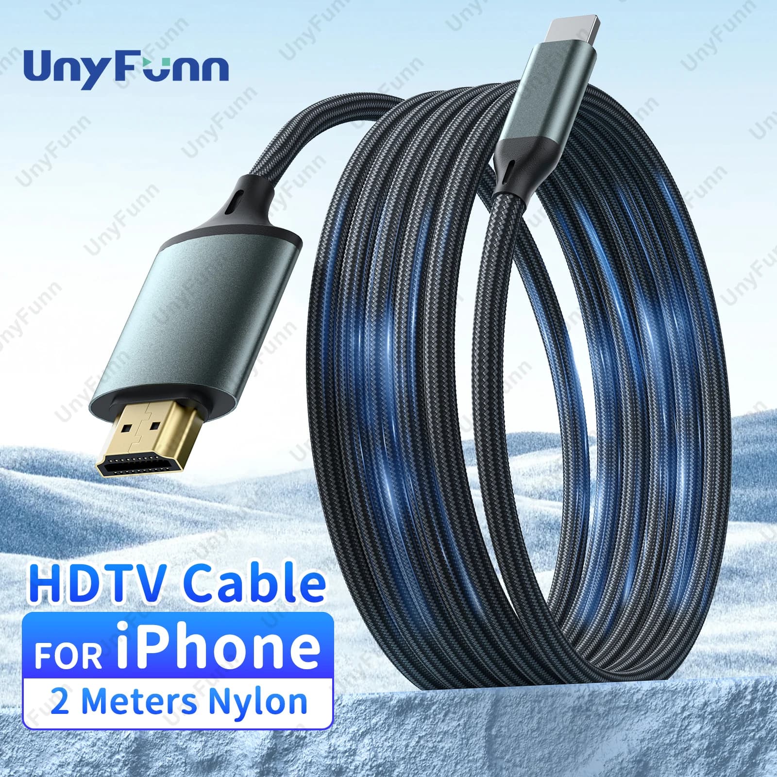 HDTV Cable for iPhone to TV, Lighting to HDTV Adapter Connector for iPhone14, 13, 12, 11 TV Output with 1080P HD Display 6.56FT