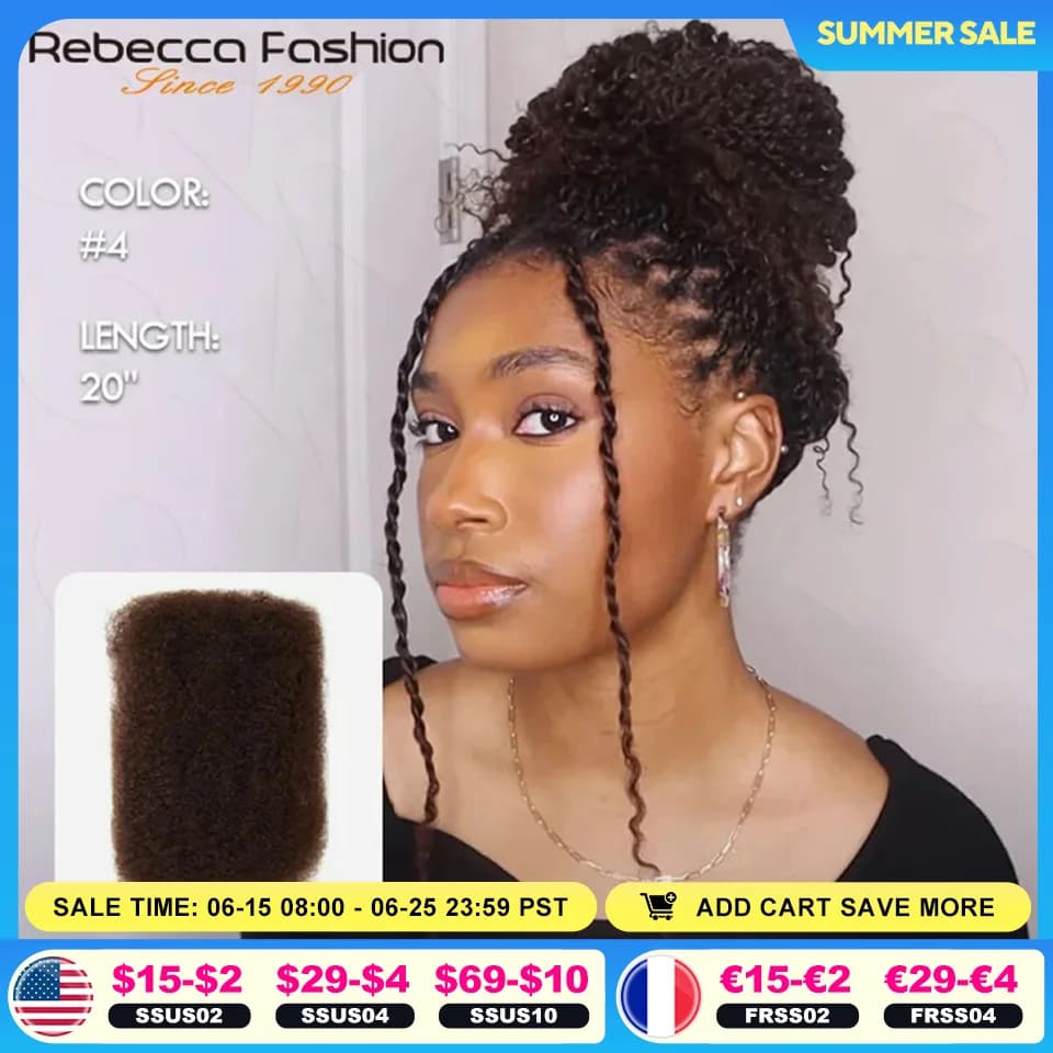 Brazilian Afro kinky Bulk Human Hair For Braiding Remy Hair Bundle Rebecca Remy Bulk Hair No Attachment Peruvian QVR Afro Kinky