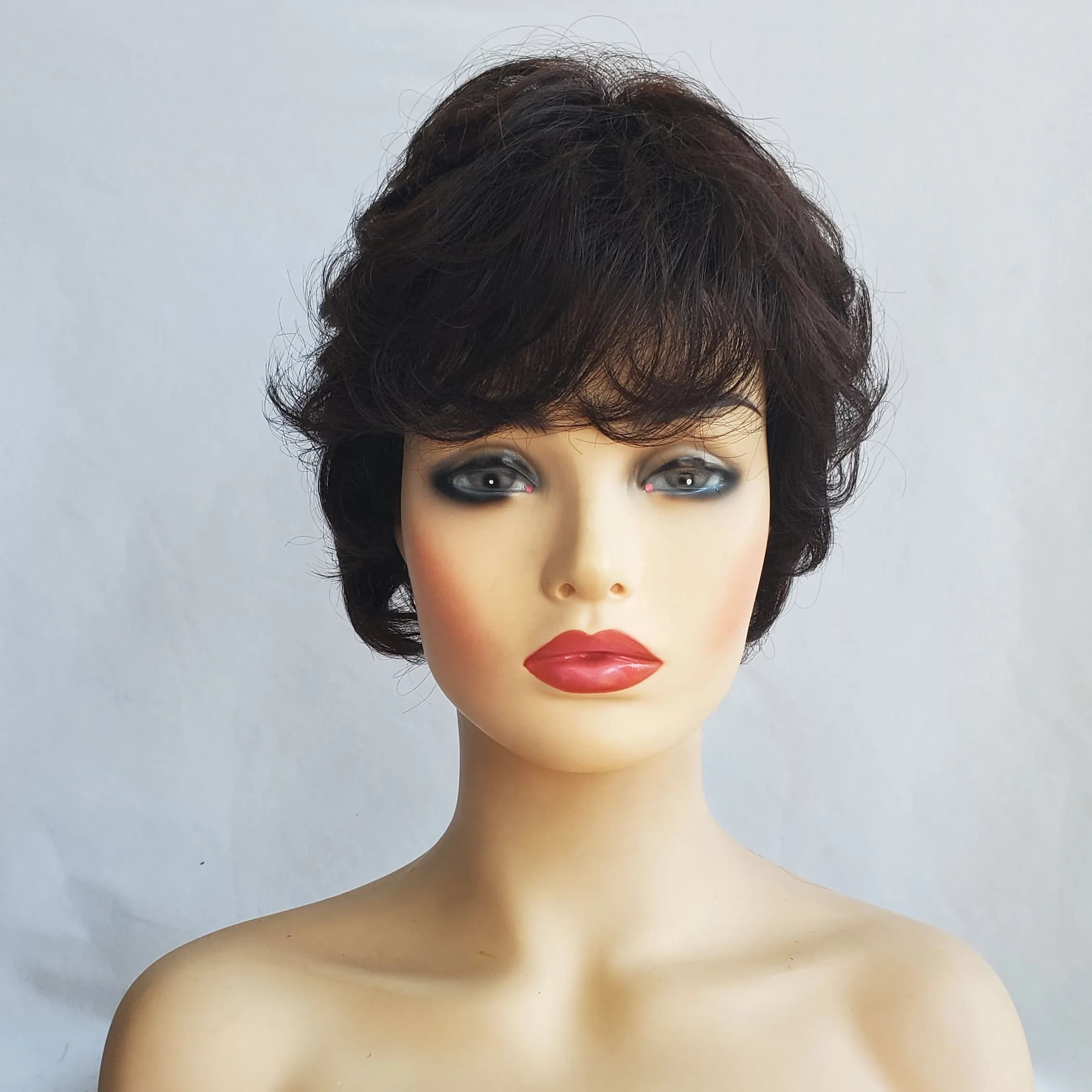 natural black human hair Wig Short Straight Wig Women's Wigs full Wig Short Fluffy Wigs