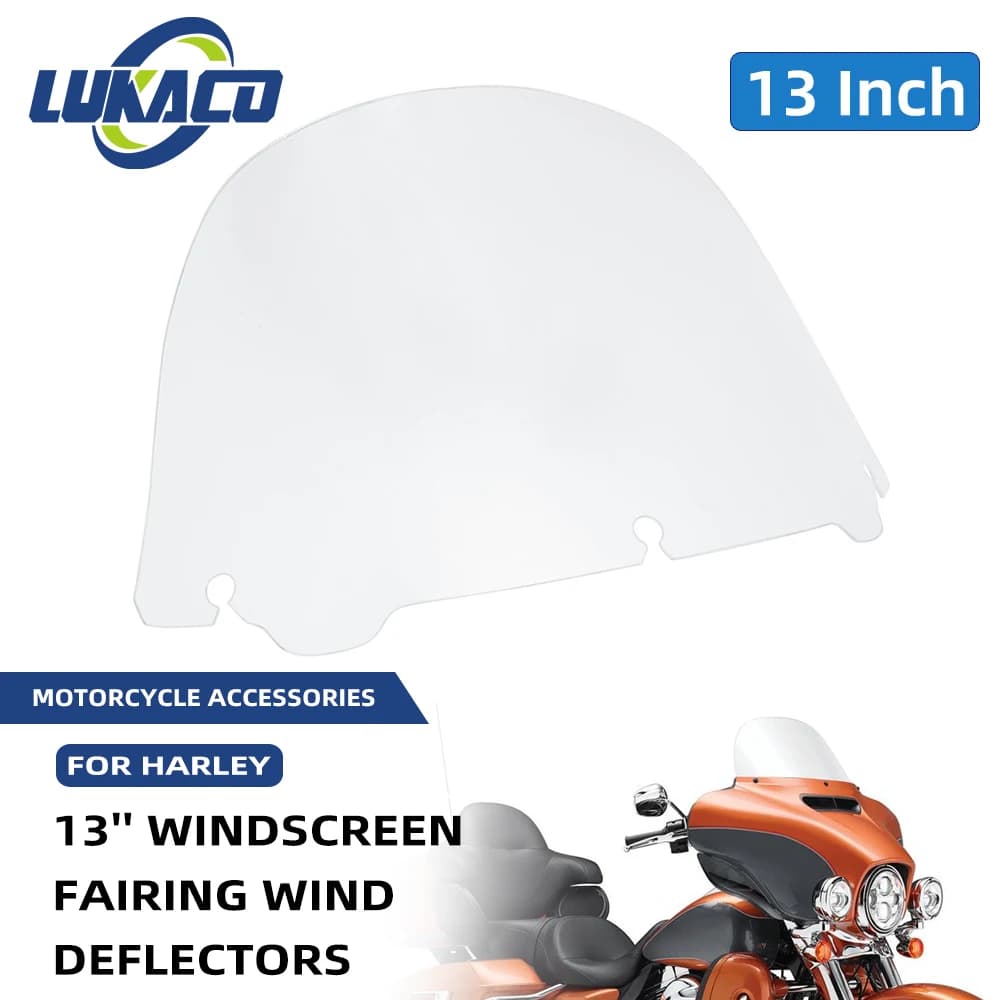 Motorcycle 13" Clear Upper Fairing Windscreen Windshield For Harley Touring Street Glide CVO Electra Glide Classic FLHX 2014-up