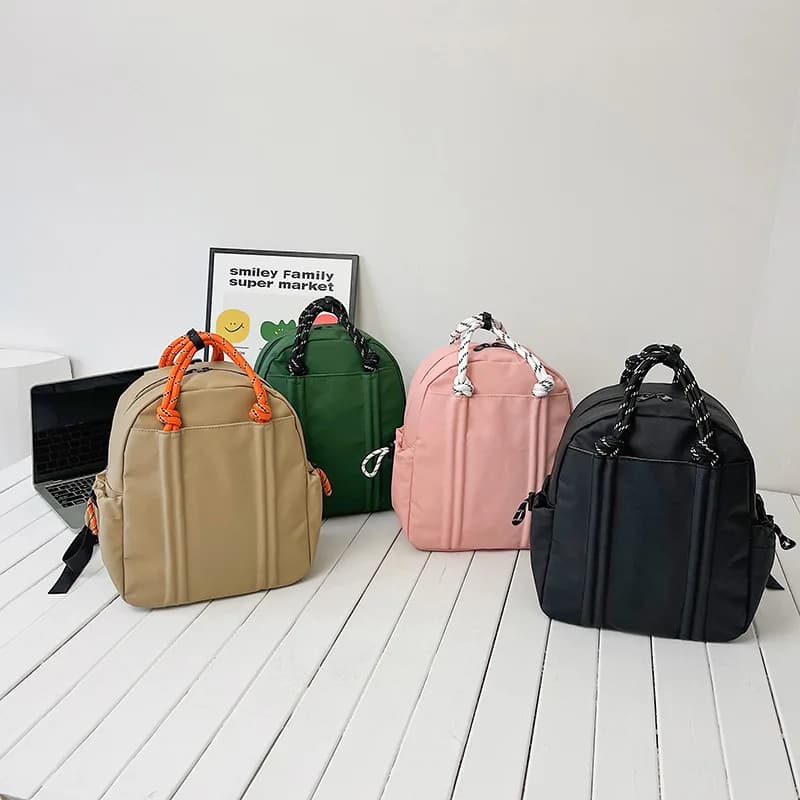 Solid Color Children Messenger Bag Fashionable Woven Rope Backpack Purses and Handbags Mother Kids Bags for Girl Tote Bag Bolsa