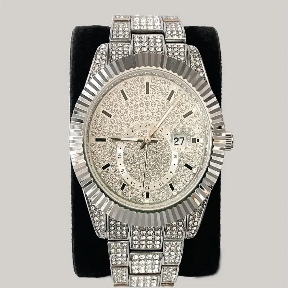 Luxury Iced Watch For Mens Brand MISSFOX Fashion Waterproof Quartz Wristwatches Hip Hop Full Diamond AAA Watches Man Reloj 2023