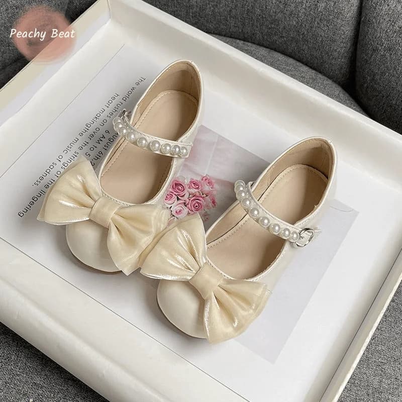 Fashion Baby Girl Princess Leather Shoes Toddler Child Teen Bow Pearl Shoes Soft Bottom Shoes Spring Autumn Summer Baby Shoes