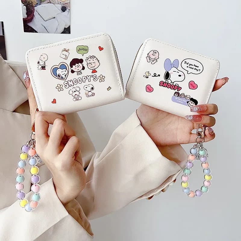 Japanese Ins Wind Cartoon Snoopy Wallet Card Package Small Large Capacity High Value Cute Portable Chain Degaussing Card Package