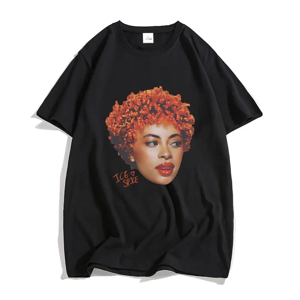 Hip Hop Streetwear Ice Spice  Singer Printing T-shirts Cotton Camisas De Hombre Short Sleeve Men/Women Tshirts Graphic Print Tee