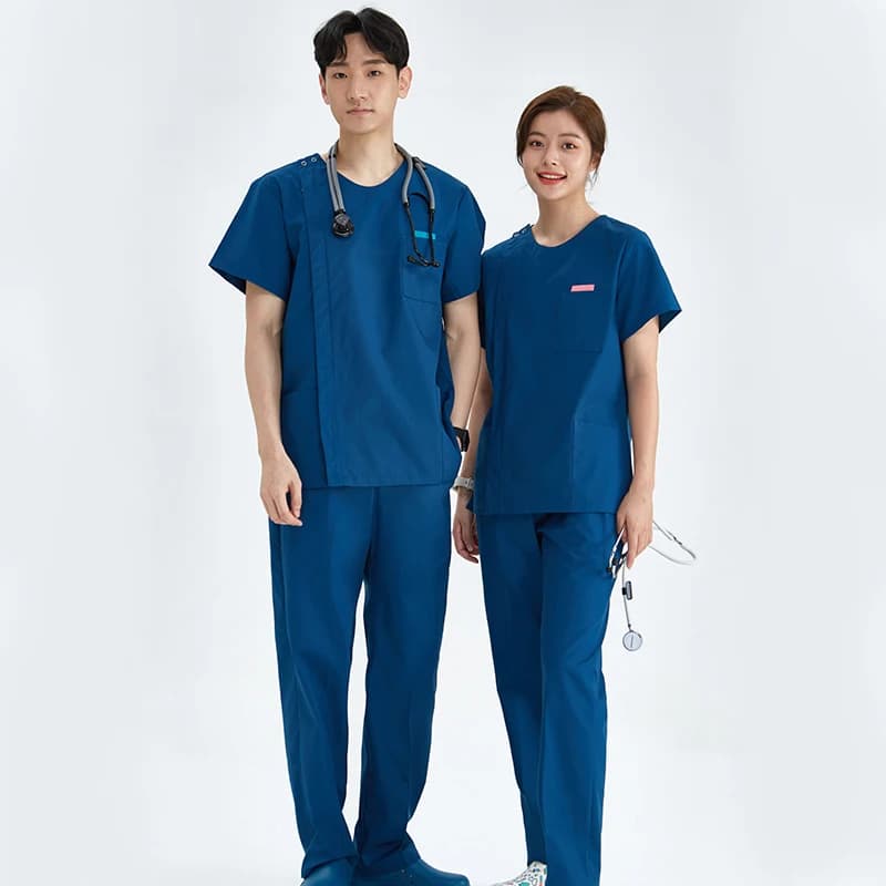 Medical Uniform Nurse Scrub Sets Women Men Zipper Basic Pro 2 Piece Top Drawstring Pants Heather Nursing Slim Tunic 205