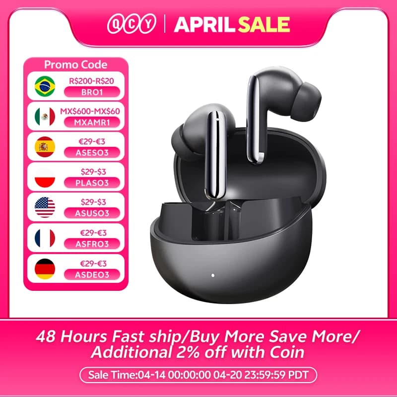 QCY MeloBuds Pro ANC Bluetooth 5.3 Earphones Wireless 46dB Hybrid ANC Hi-Res LDAC Earbuds 6 Mic Headphones 34H in-Ear Detection