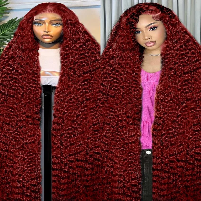 Deep Wave 99J Wigs 13x4 HD Glueless Human Hair Wig Burgundy Human Hair 250 Density For Women Red Color Lace Front Human Wig