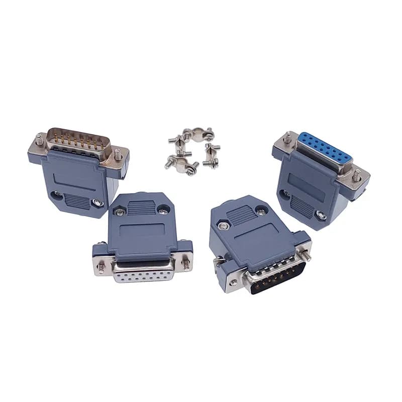 DB15 connector 2 row hole/pin female Male plug port socket adapter golden silverly brass D SUB DP15 +plastic shell