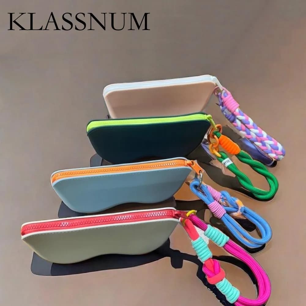 Silicone Zipper Glasses Bag Sunglasses Storage Protective Cover Hanging Bag Coin Purses For Women Girls Waterproof Glasses Box
