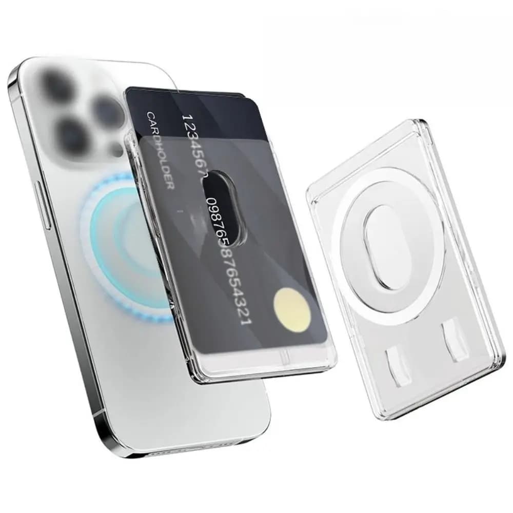 Magnetic Card Holder Plastic Strong Adsorption Clear Wallet Magsafe Portable Slot Card Case for iPhone 16 15 Pro Max 14 13 12