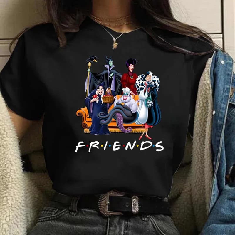 Fashion Disney Villain Queen Women T-shirt Harajuku 90s Ladies Aesthetic Friends T-shirt Kawaii Summer Short Sleeves T Shirt