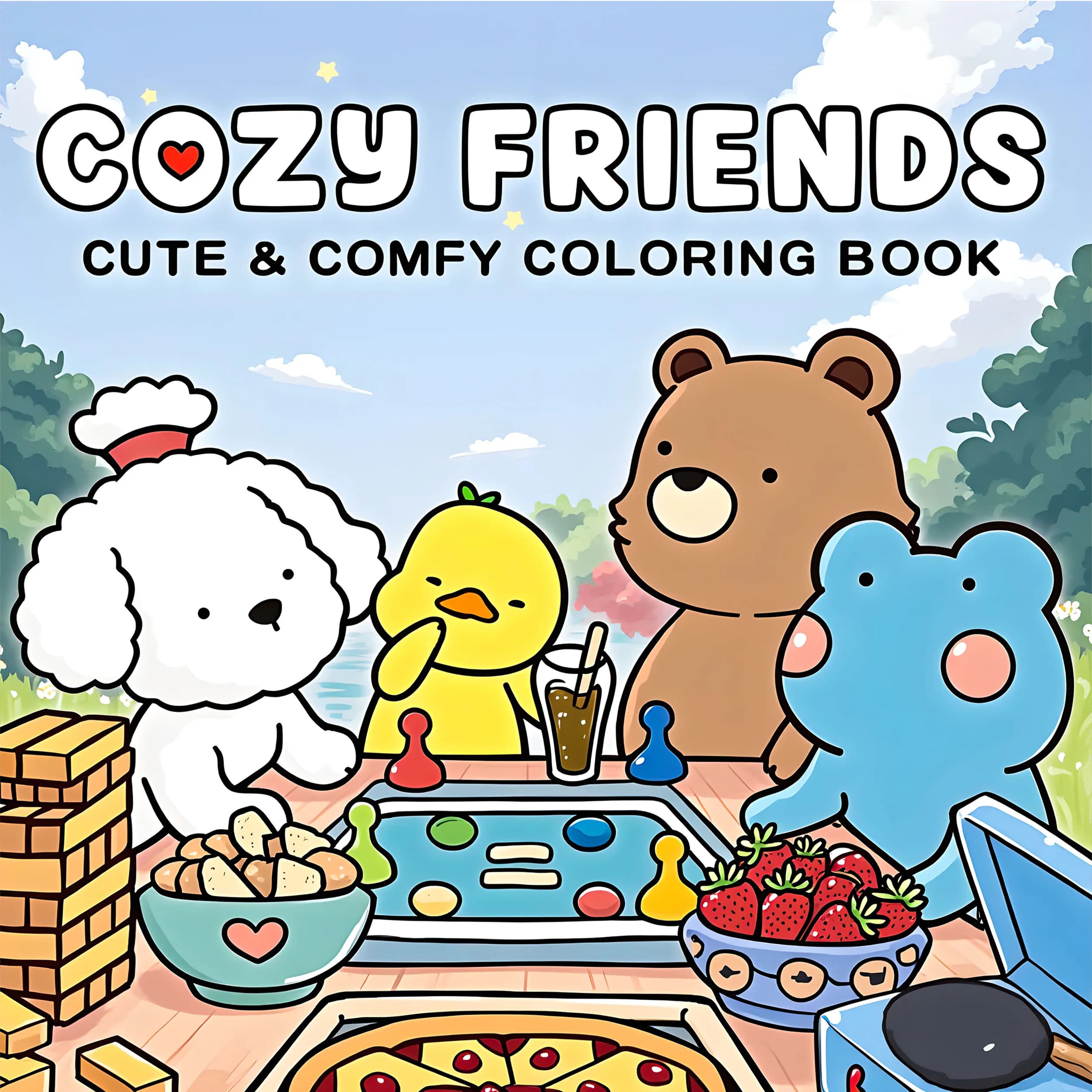 COZY FRIENDS: Coloring Book for Adults Featuring Cute Cozy Daily Activities for Relaxation (Cozy Spaces Coloring)