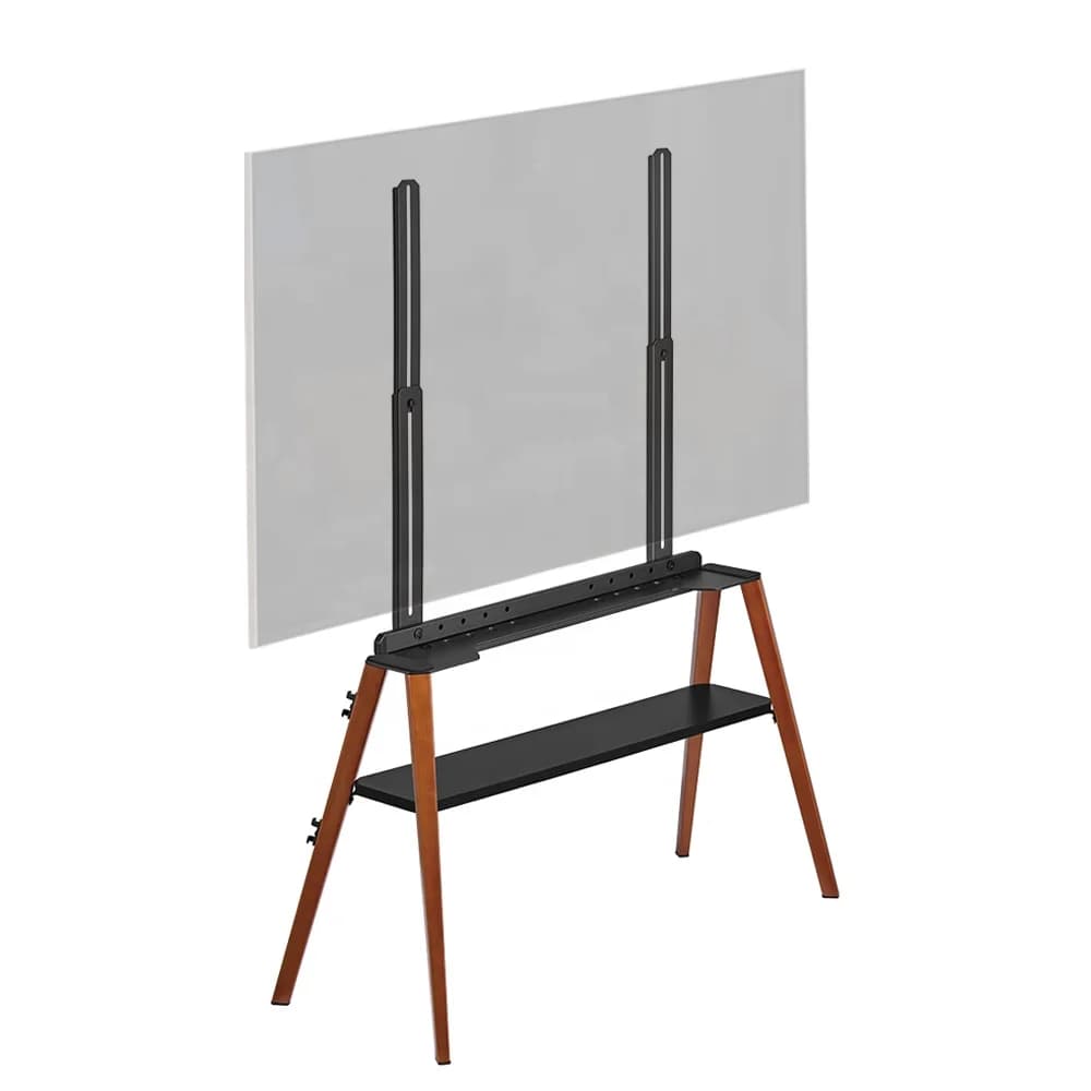 Adjustable TV Mount Danish Style Studio Steel Quad TV Display Floor Stand with Storage Shelf