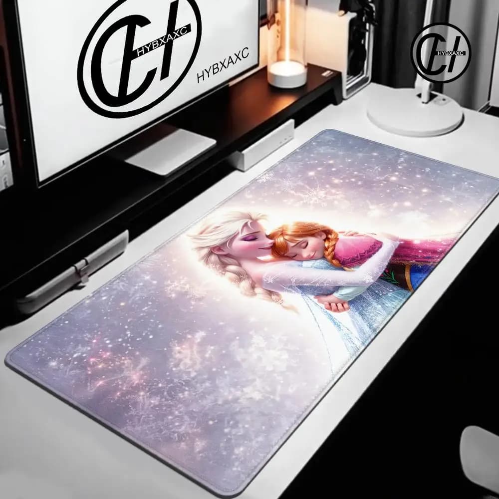 Frozen Elsa Princess Cartoon HD Printing Gaming Mousepad Computer Lock Edge Natural Rubber E-sports Desk Pad Large Mouse Pad