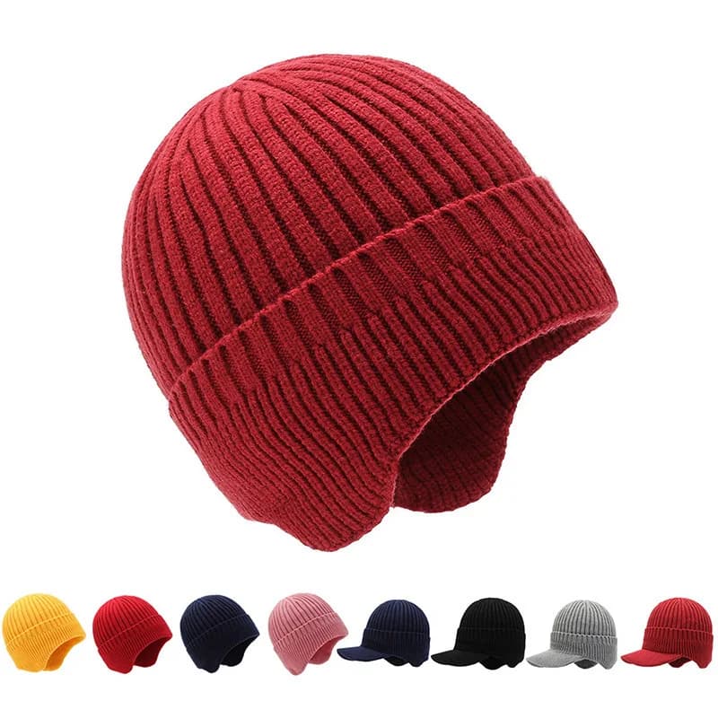 Winter Women Earfalp Beanie Fashion Warm Russian Bomber Hats Windproof Knitted Trapper Cap for Men Adult Ear Warm Bucket Hat