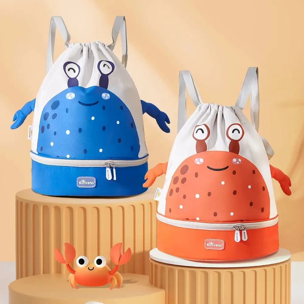 Sunveno Kids Swim Backpack  Wet and Dry Separation Drawstring Swim Bag Girls Waterproof Beach Bag Swimming Storage Bag