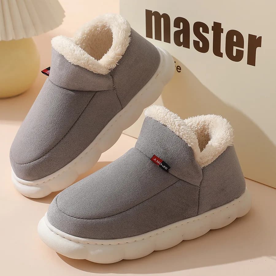 Asgard Men Plush Platform Slippers Winter Warm Outdoor Antiskid Fluffy Soft Cotton Boot Indoor Fashion Cozy Furry Flat Home Shoe