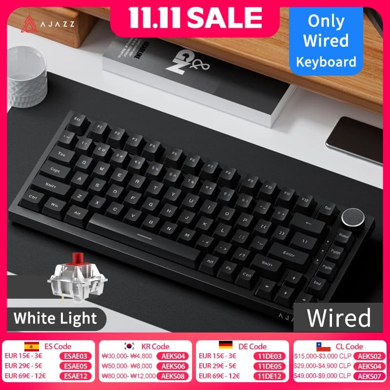 Ajazz AK820/AK820Pro gaming mechanical keyboard Bluetooth 5.1/Wireless/wired c custom keyboard with heat exchange sealed button