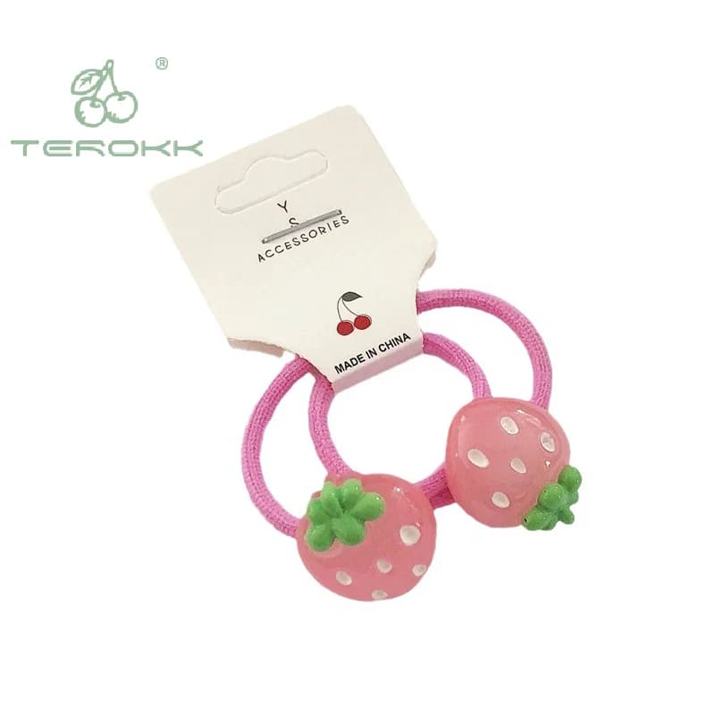 2Pcs Sweet Cute Cartoon Semi Transparent Fruit Strawberry Carrot Grape Lemon Elastic Hair Band Girls Kawaii Rubber Ties Bands