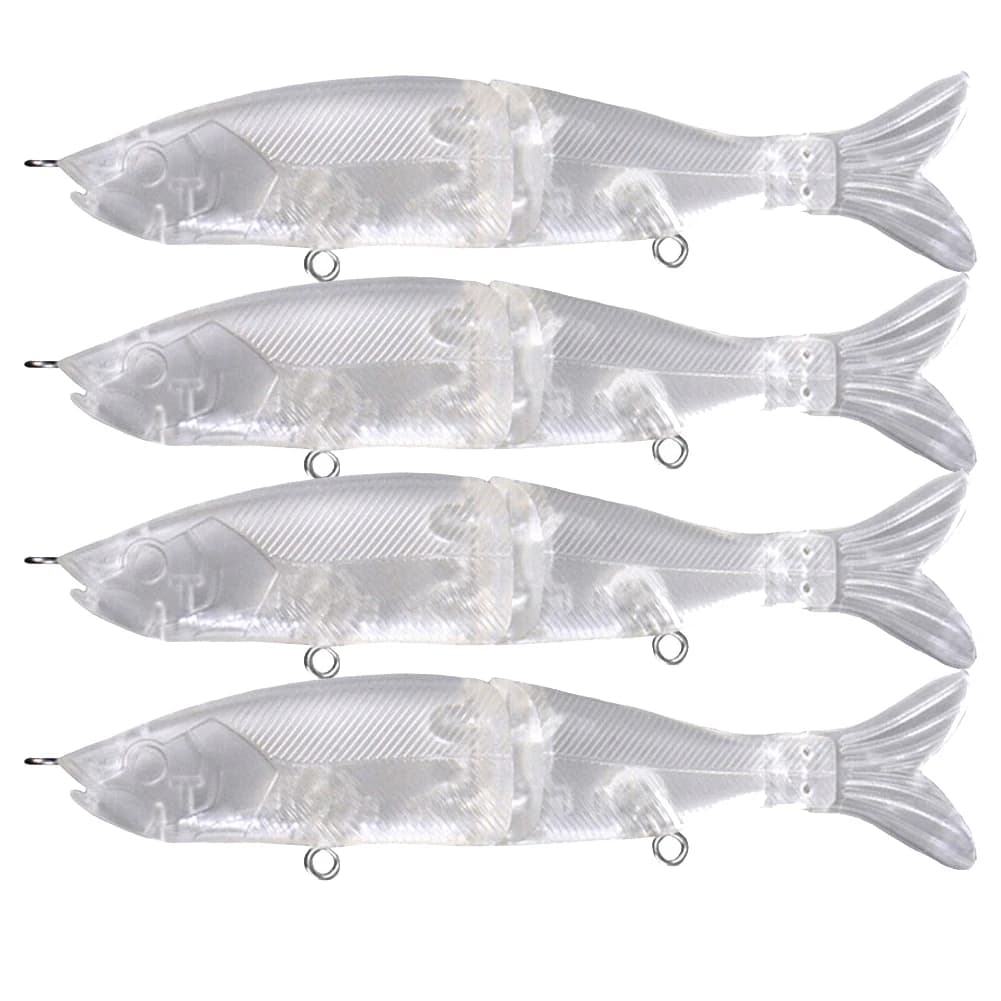 FREE FISHER 4pcs DIY Unpainted Swimbait 16cm 45g Multi-jointed Fishing Lure Slow Sinking Fishing Jointed Baits Soft Tail