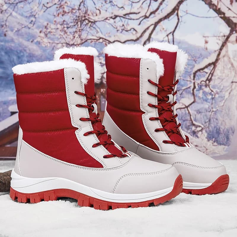 Snow Boots Women's Waterproof, Luxurious, and Comfortable Thick Soled Boots Long Boots Women's 2023 Winter Warm Flat Shoes