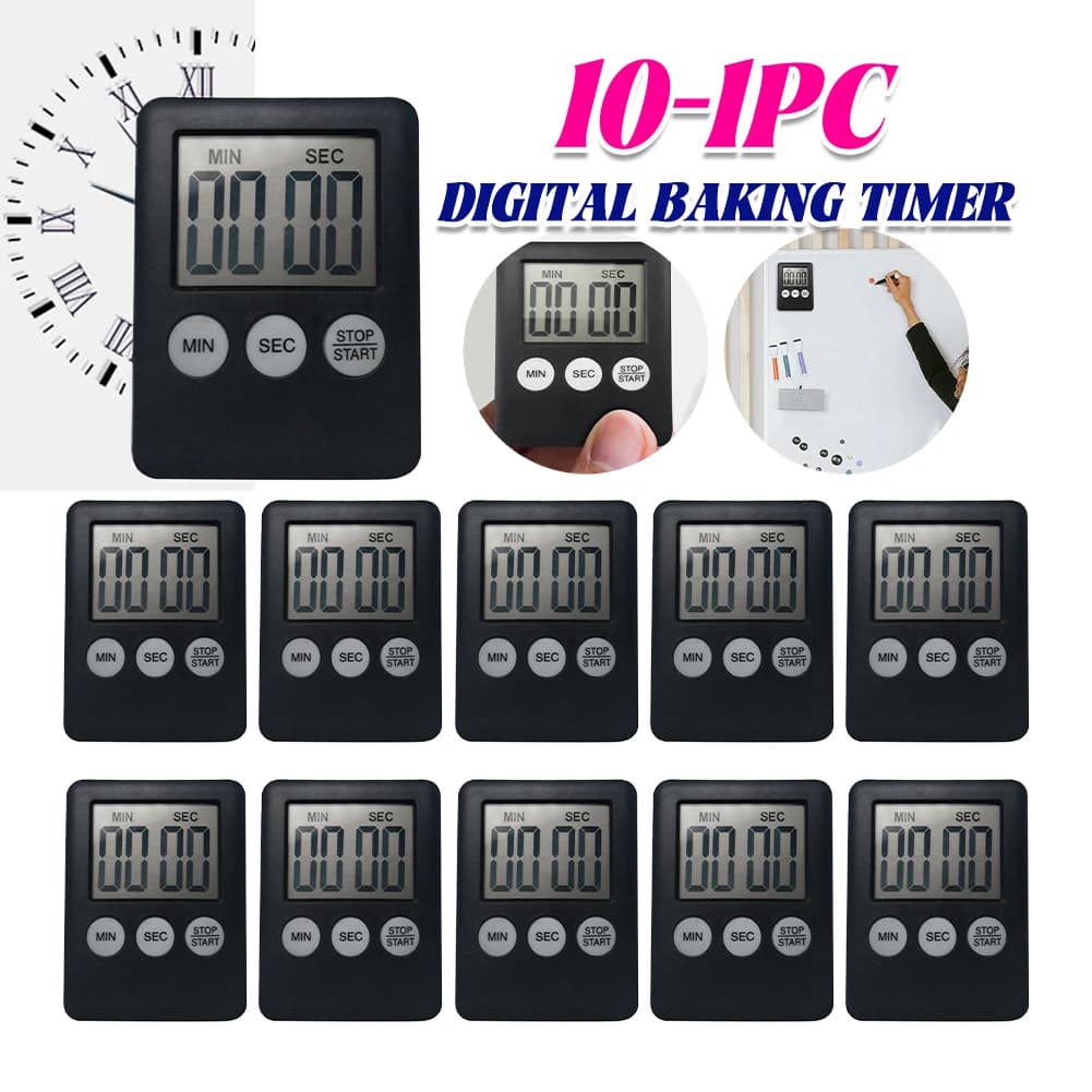 10-1PC Mini Electronic Timer Stopwatch LCD Display for Sports Exercise Baking Cooking Digital Timer Multi-Function Kitchen Timer