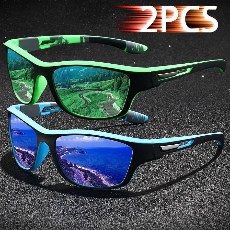 2 PCS Fashion Vintage Pattern Driving Fishing Sports Sunglasses Men Women Running Cycling Mountaineering Sport Man UV400 Eyewear