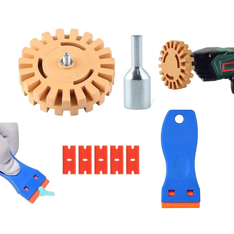 Auto Repair Paint Tool 20mm Polishing Wheel Decal Remover 1/4" Shank Rubber Eraser Whee for Car Glue Stickers and Decals