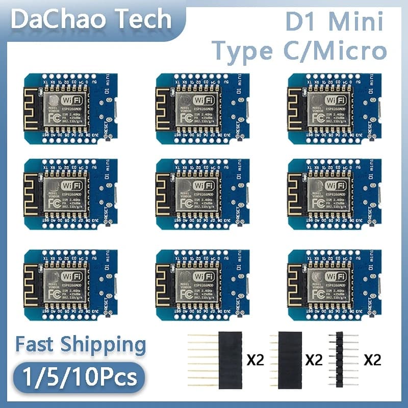 D1 Mini Nodemcu ESP8266 ESP-12 ESP-12F CH340 V2 Usb Wemos Wifi Development Board D1 Mini Nodemcu Lua Iot Board 3.3V Met Pins
