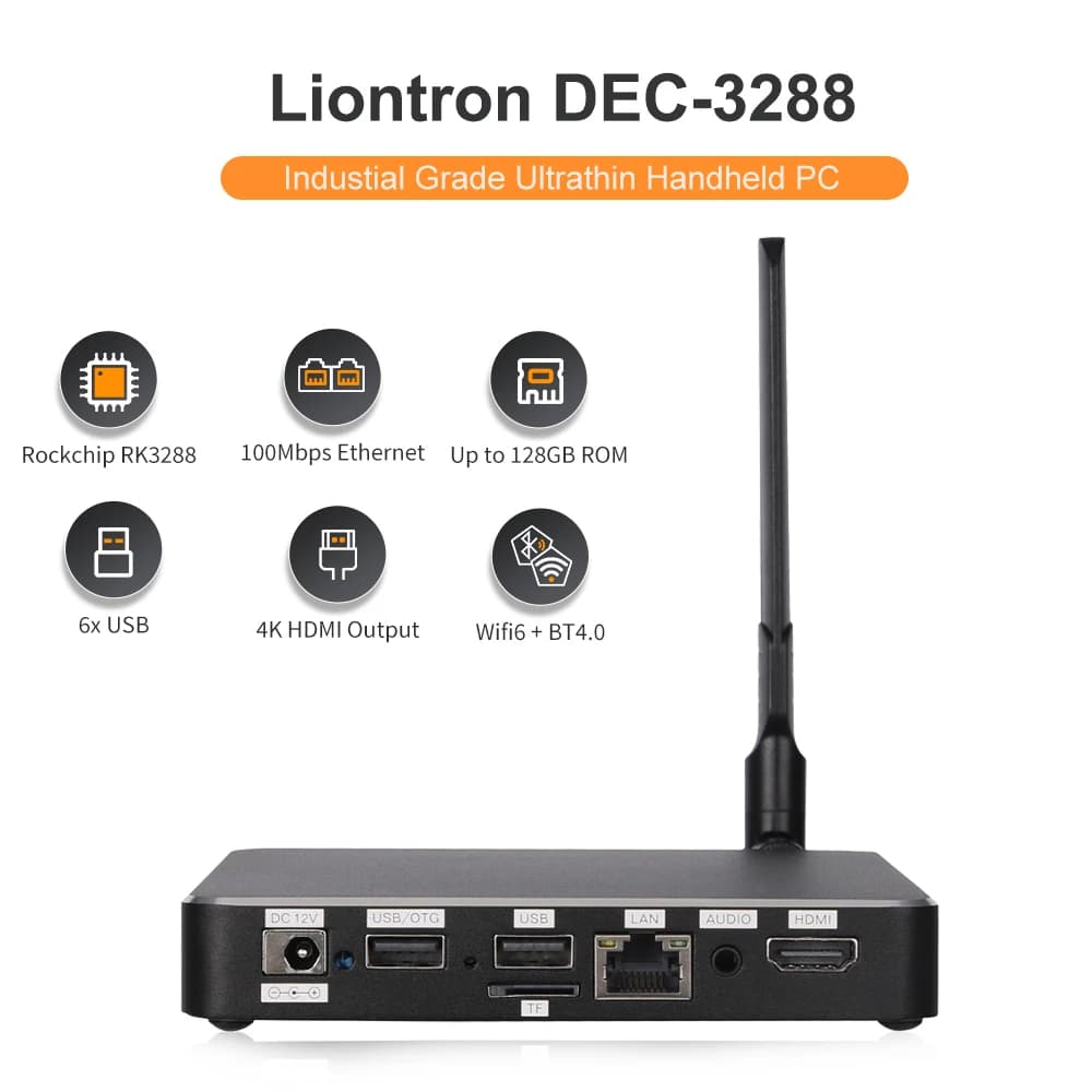 Liontron HEC-3568 Ultrathin Desktop Computer 8G RAM Quad Core 64 bit 2.0Ghz 4K HDMI2.0 GbE LAN Android\Linux Handheld MINI PC