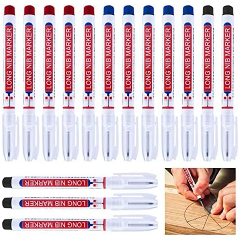 15 Piece Deep Reach Markers Waterproof Deep Hole Marker Carpenter Ink Marker 3 Colors