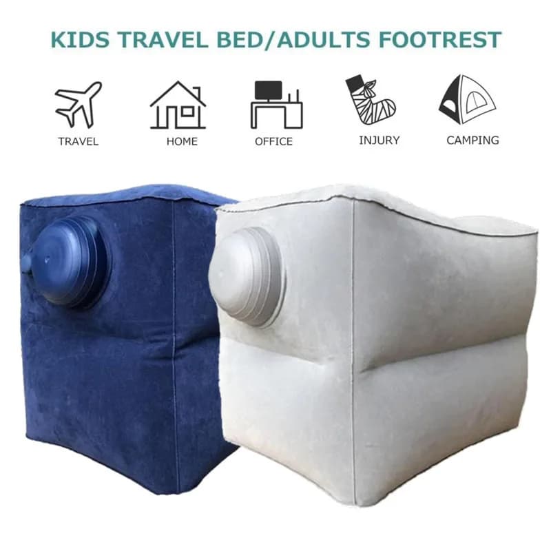 New Inflatable Stool Pillow 2 Layers Self Portable Travel Footrest Plane Train Kids Bed Foot Rest Pad PVC For Massage Car Seat