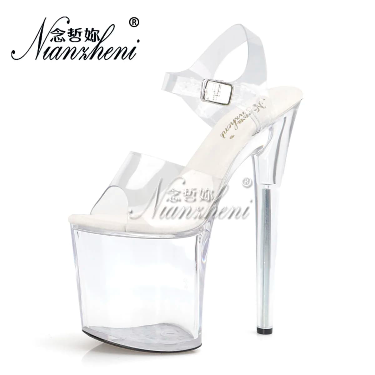 Platform Peep Toe 8Inch Rransparent Nightclub Strip Pole Dance 20cm Exotic Dancer Sexy Fetish Women Shoes Thin Heels Catwalk