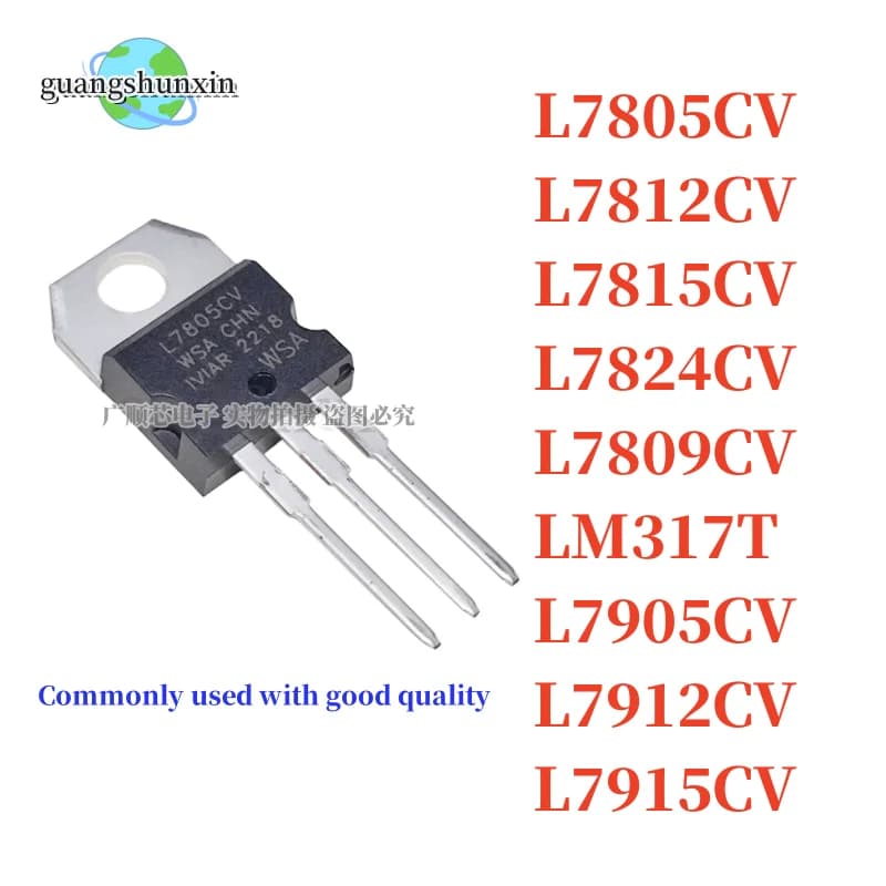 10pcs (M) NEW L7805CV L7812CV L7815CV L7824CV L7809CV LM317T L7905CV L7912CV L7915CV TO-220 Triode voltage-regulator tube