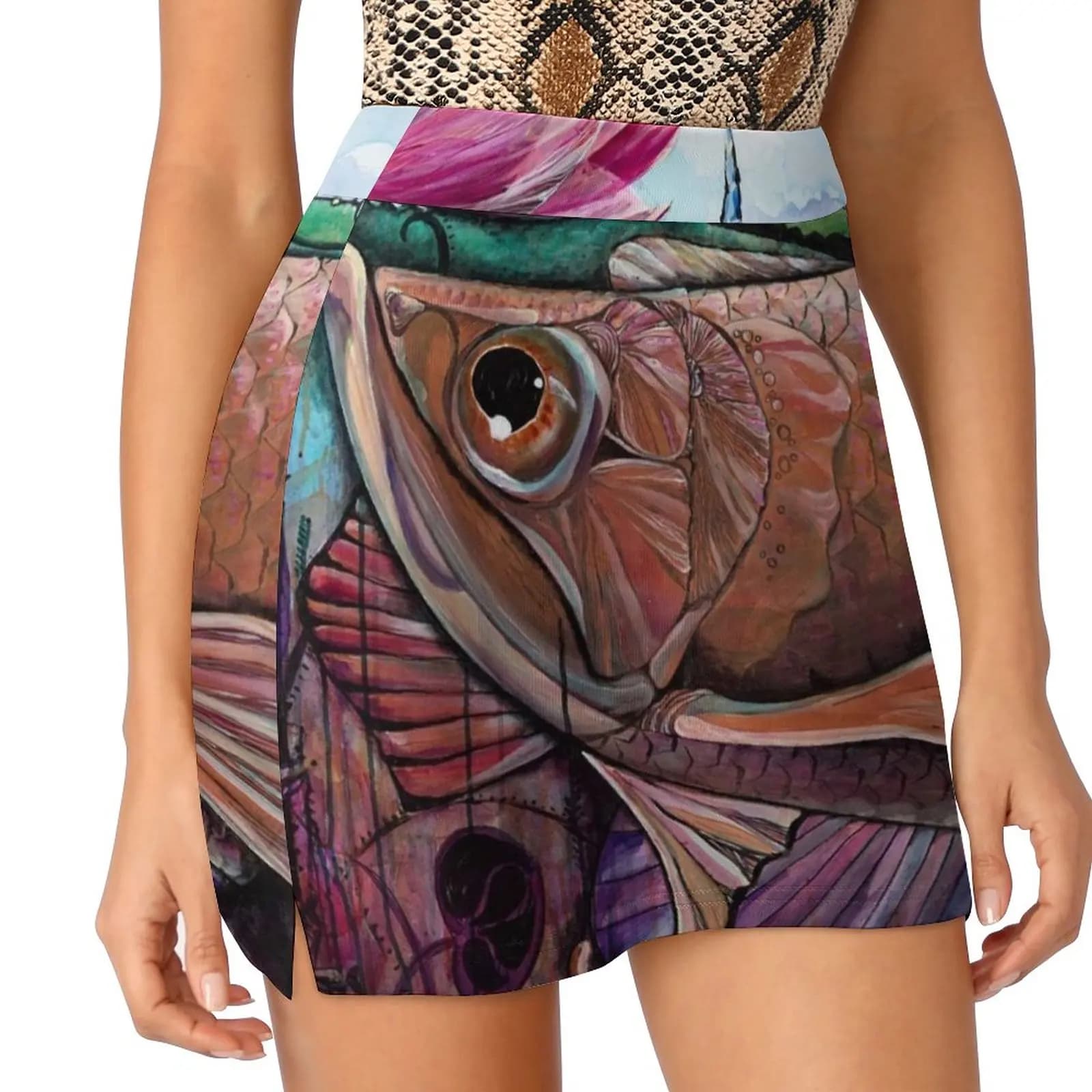 The Edge ( Acrylic Painting By Jo Starling , 2017 ) Women's skirt Aesthetic skirts New Fashion Short Skirts Saratoga Fishing