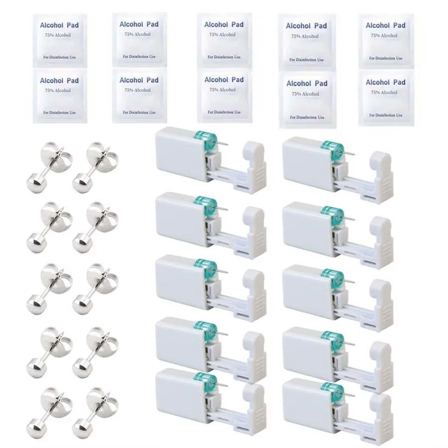 10pcs Asepsis Disposable Ear Piercing Gun-Safty Self Ear Piercing Kit for Home Use