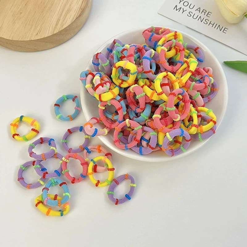 50 seamless candy colored bamboo joint small towel ring hair ring high elastic children's hair tie rubber band hair rope
